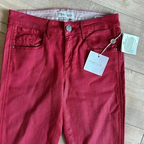 NWT Habitual Almas Hi Rise Ankle Zip Skinny Jeans Acid Red Sz 26 - Picture 4 of 10